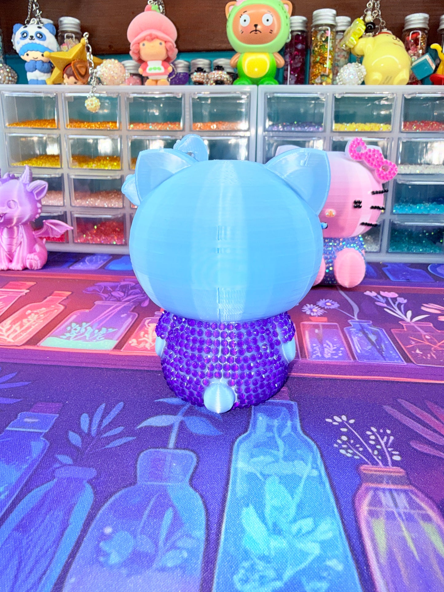 Blue Happy Kitty 3d Printed