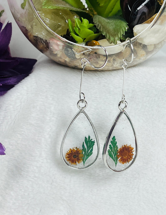 Yellow Flower Resin Earrings