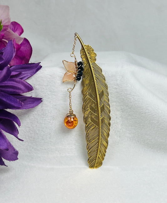 Orange Flutter Bye Bookmark with Orange Flower Orb