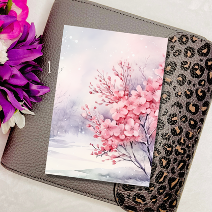 3.5x5" Winter Cherry Blossom Journaling Cards