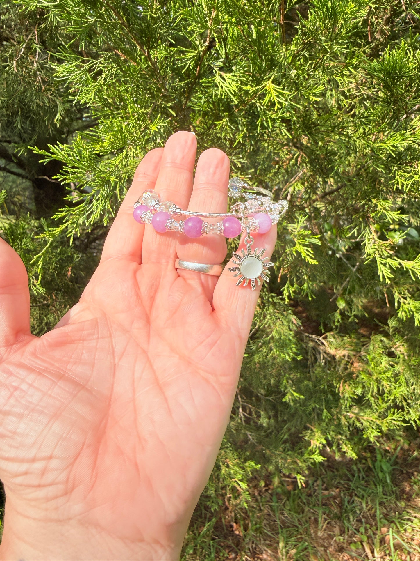 Light Amethyst Stone Bangle