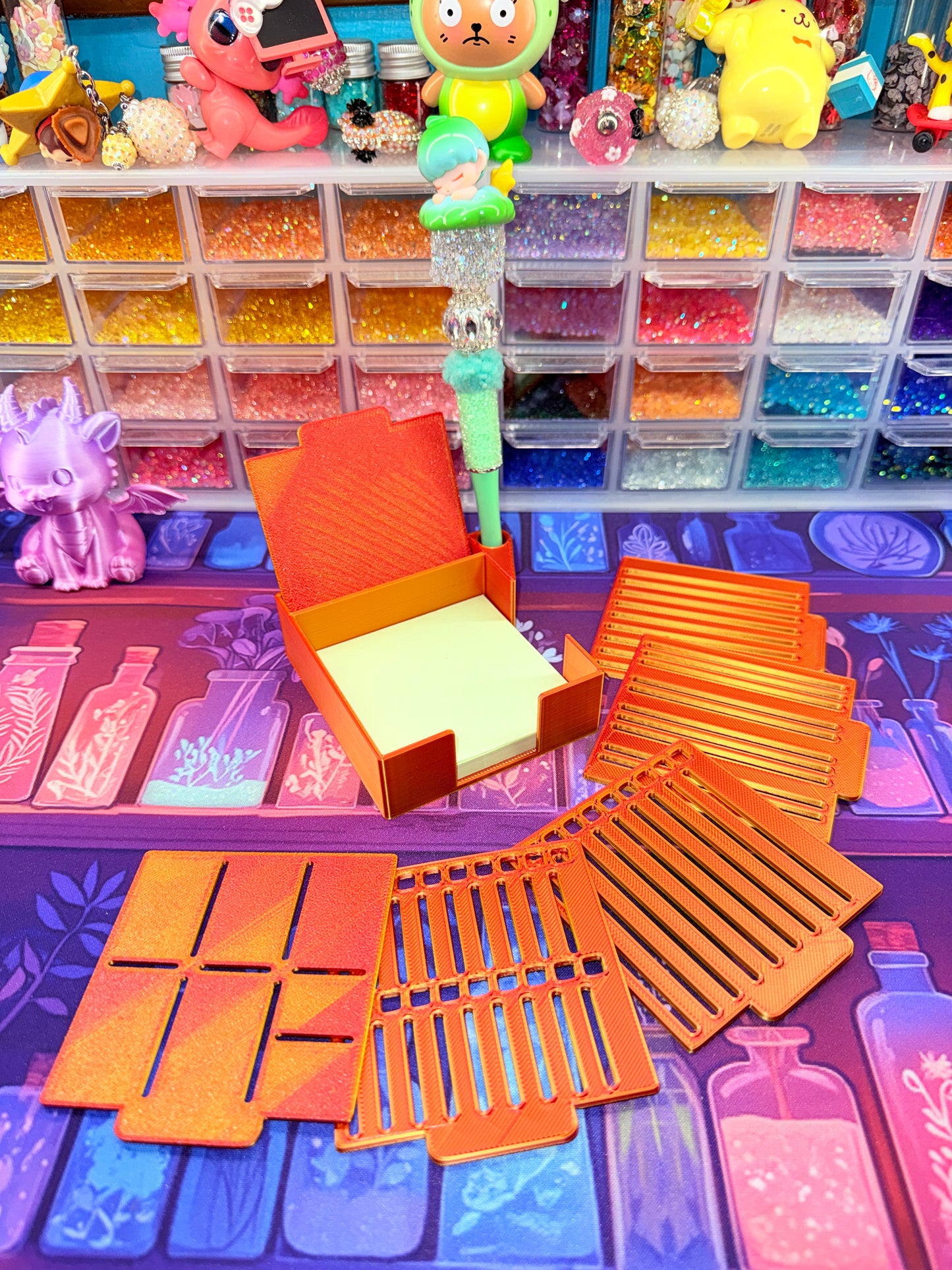 Sticky Note Holder with Stencils and Pen Holder
