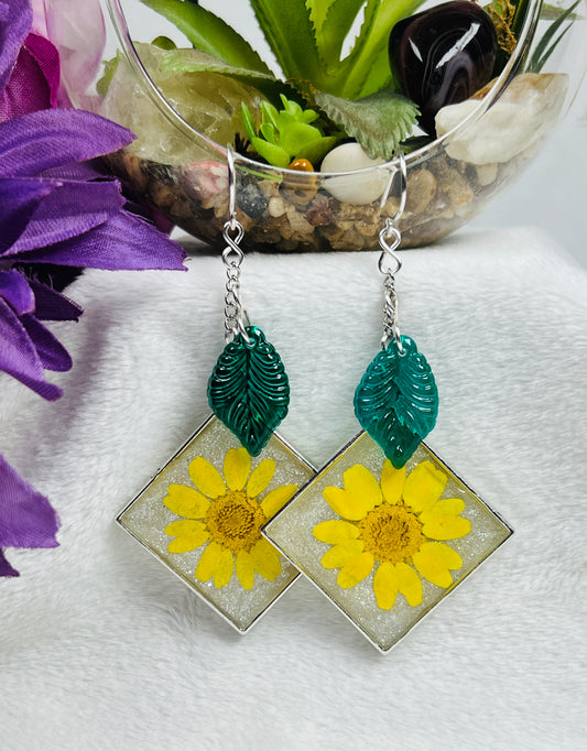 Yellow Daisy Dangle Earrings