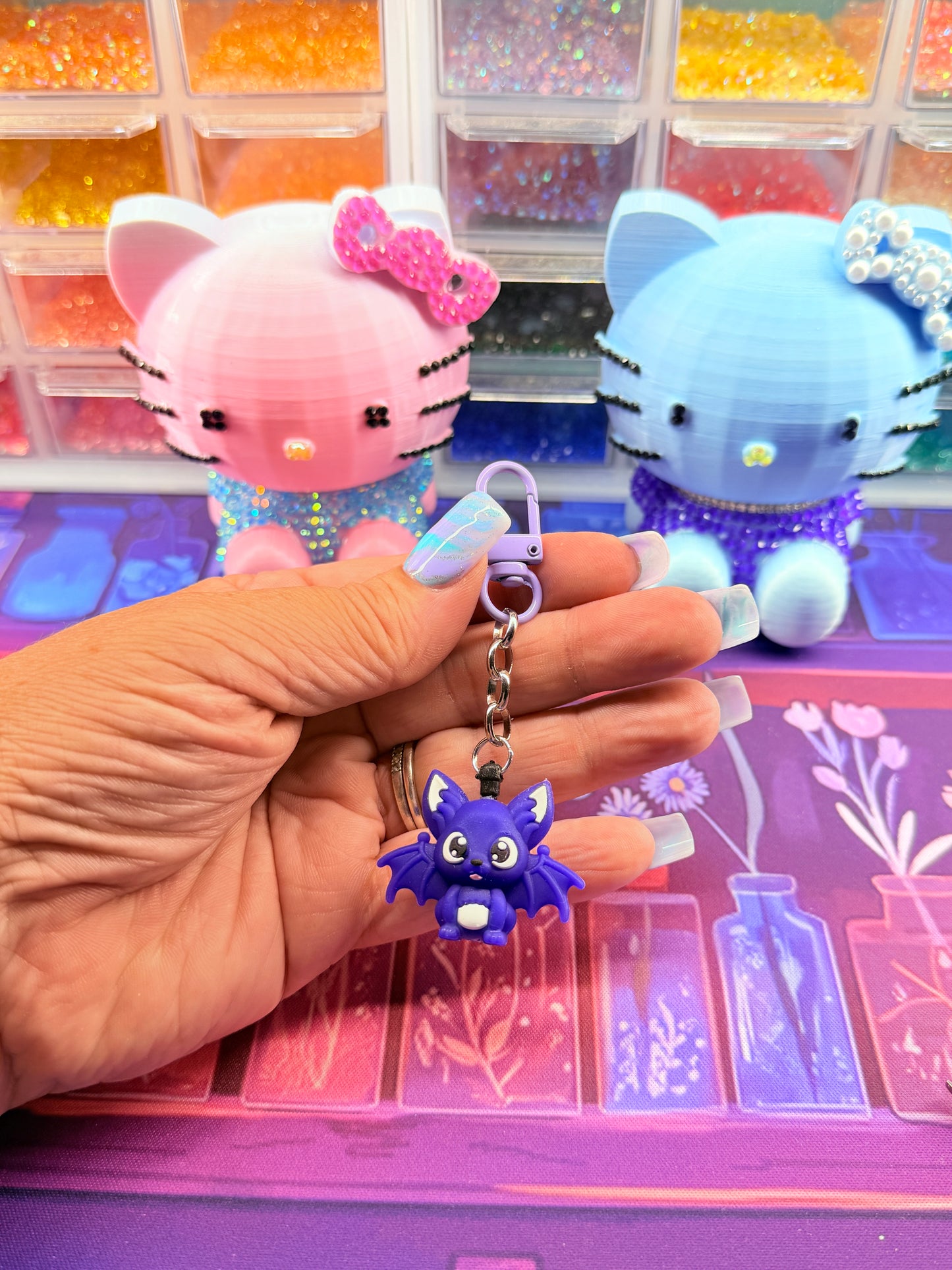 Kawaii Purple Bat Charm