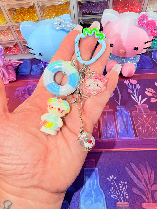 Hula Kitty Junk Keychain