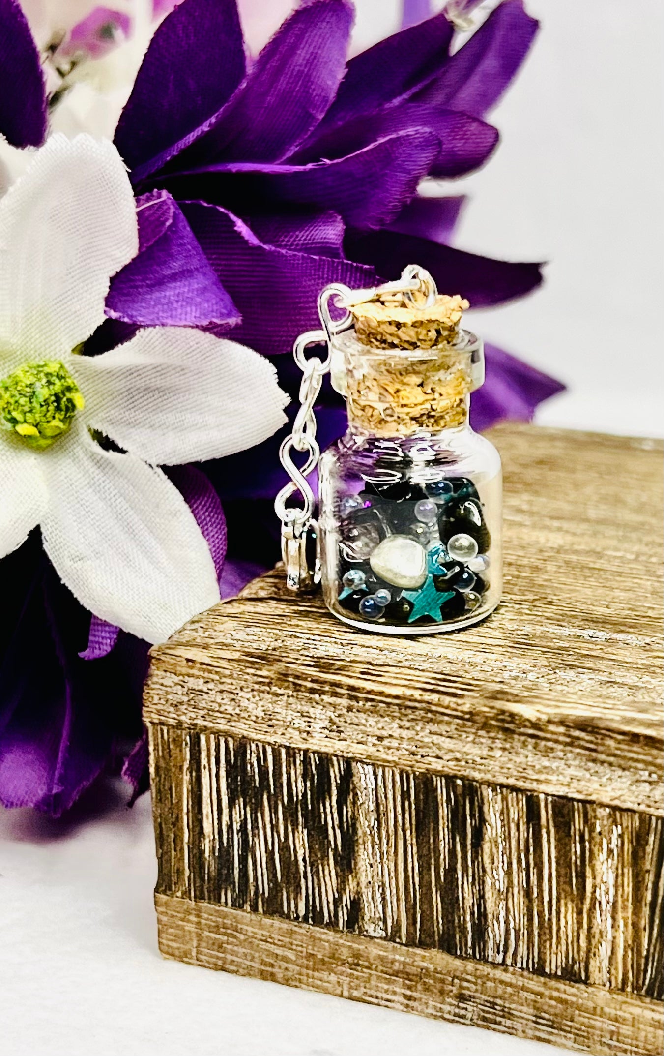 Black Obsidian Witches Dream Bottle Planner Charm