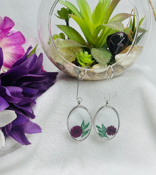 Red Flower Resin Earrings