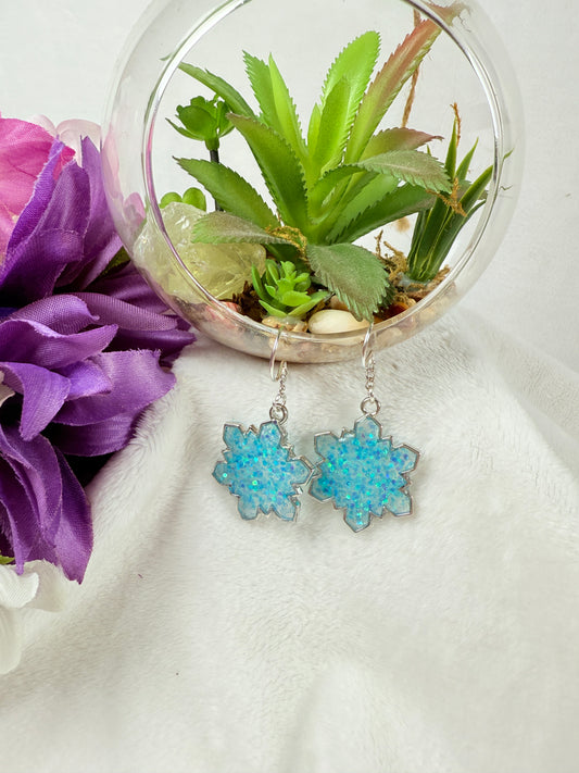 Blue Glitter Dangle Earrings