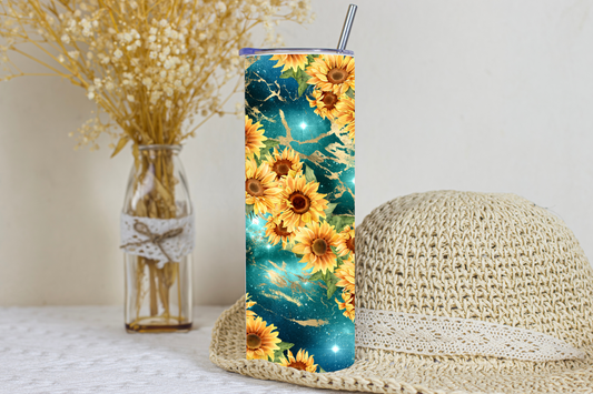 20 Ounce Skinny Tumbler with Sunflowers