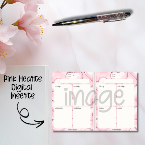 B6 Disc Pink Hearts Inserts - printable
