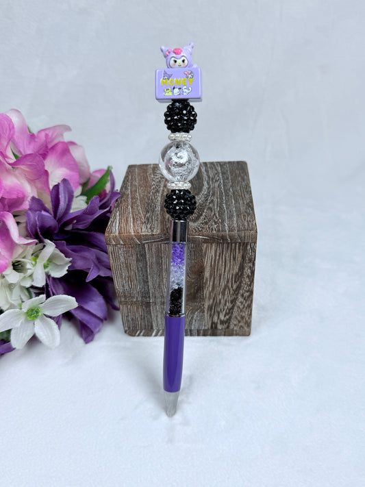 Kitty in a Box Rhinestone with Purple Pen Barrel