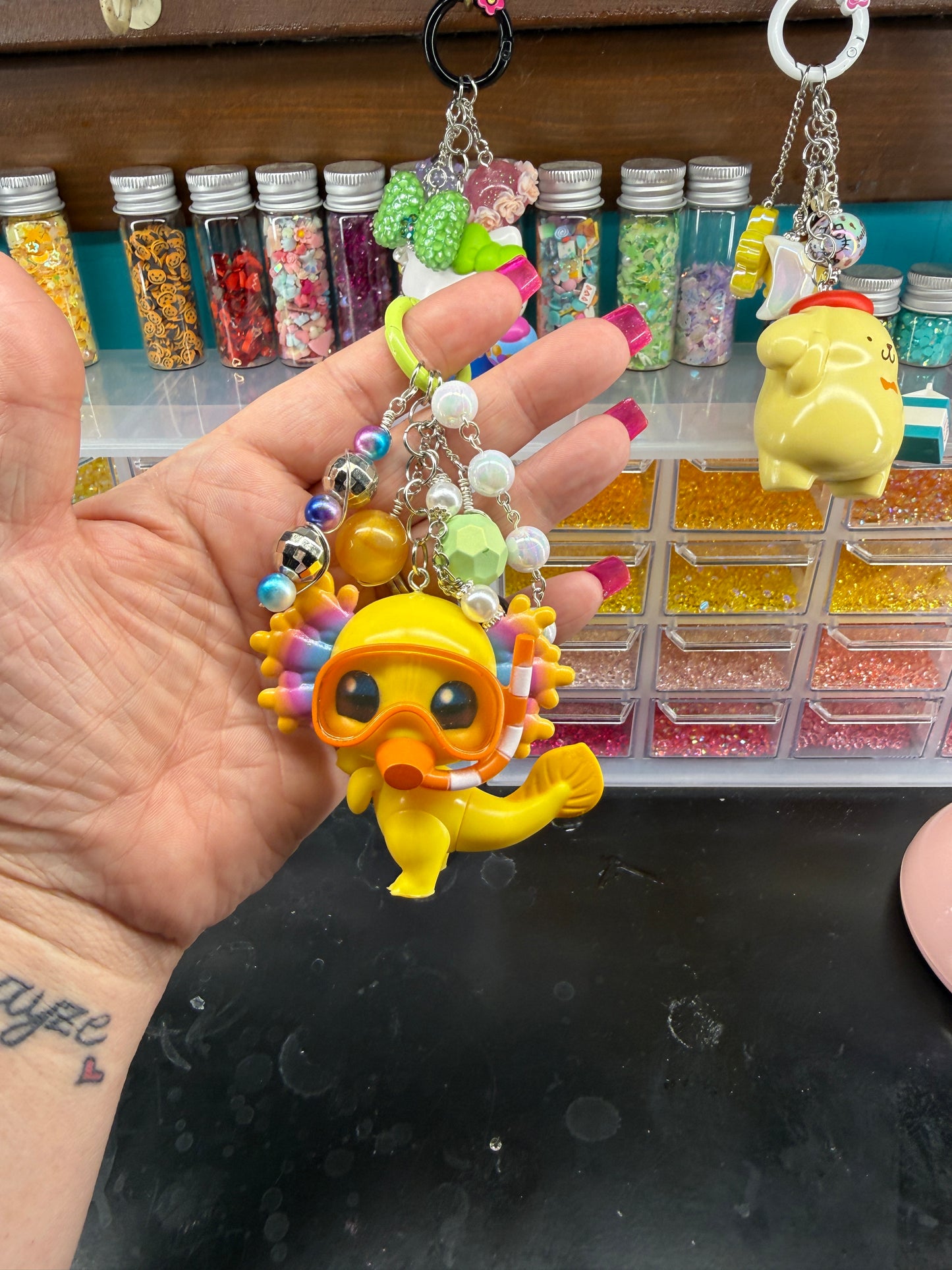 Pink Axolotls Junk Keychain/Bag Charm