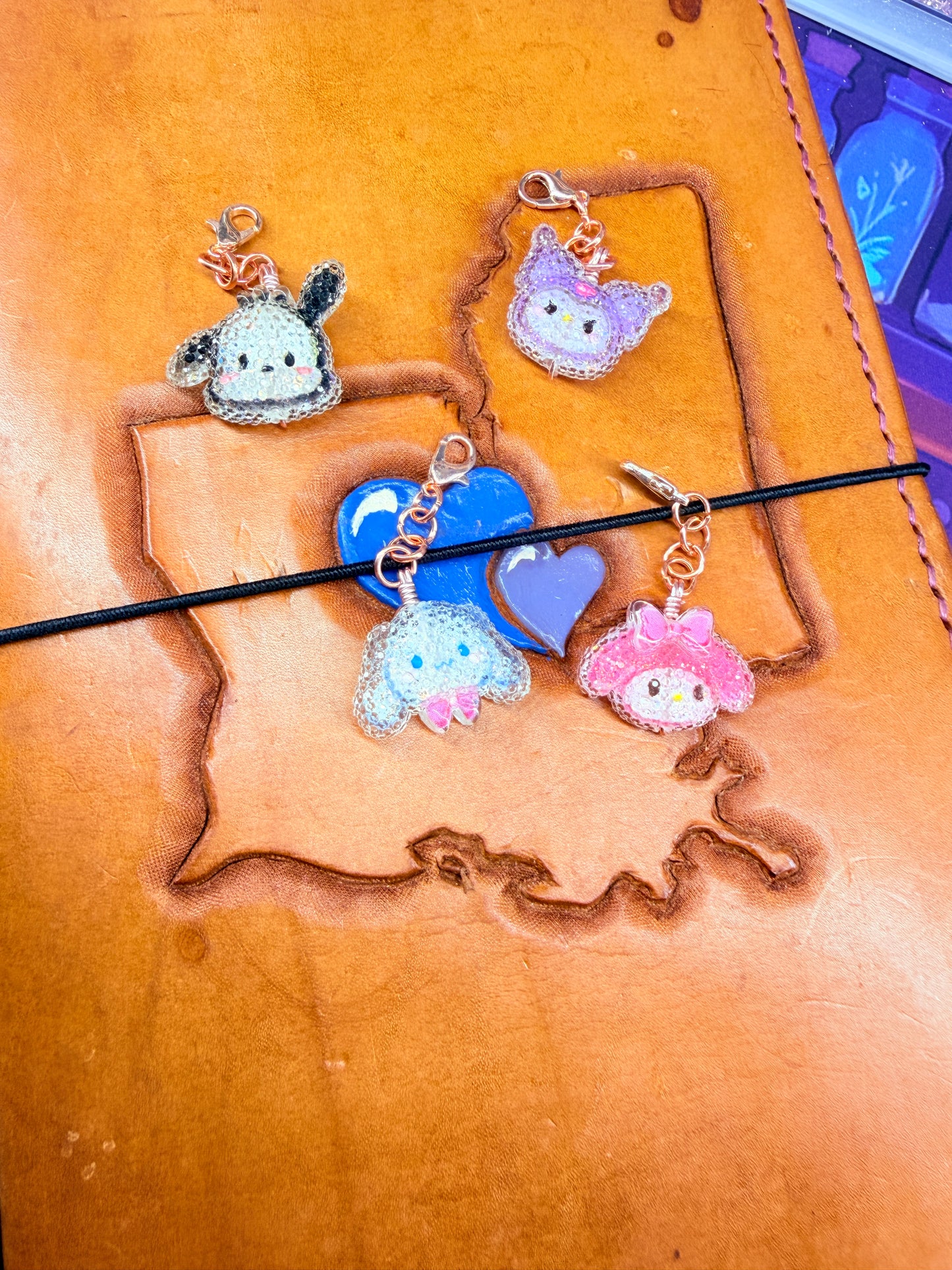 Kawaii Sparkle Planner Charms - rose gold hardware