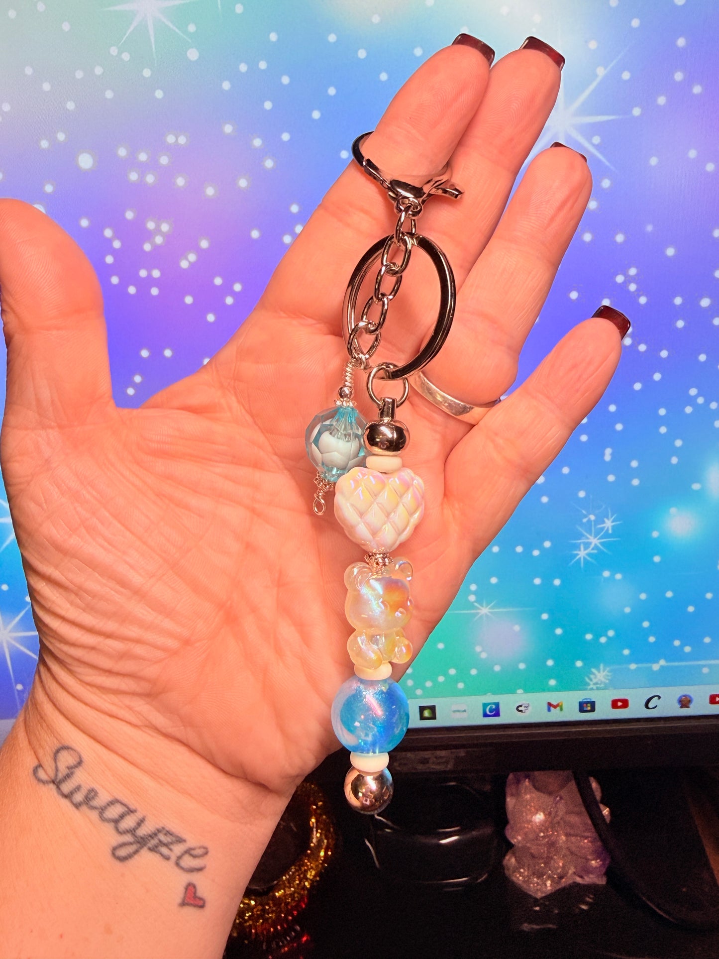 Clear Teddy Bear Keychain