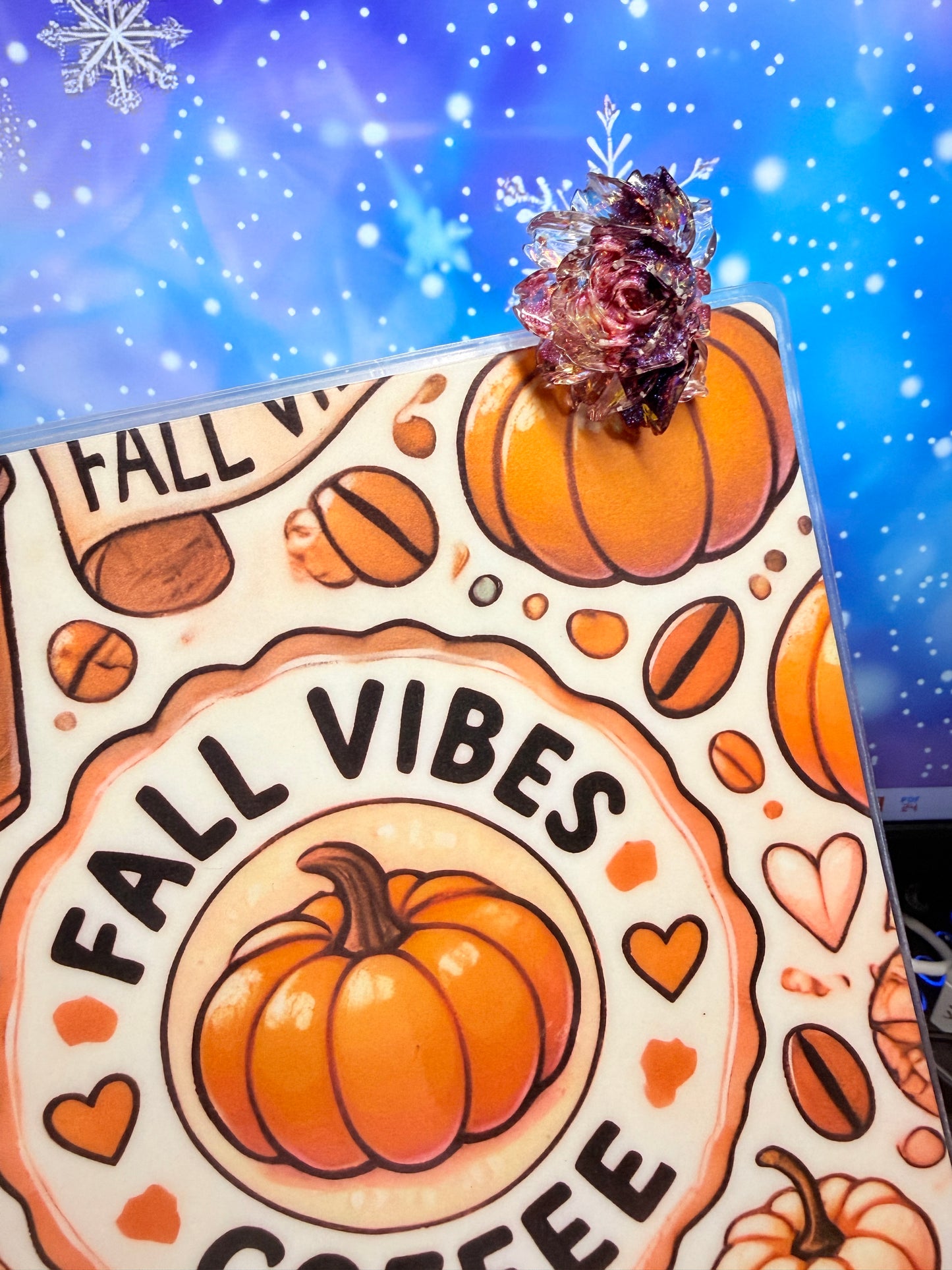 Purple, Pink and Clear Large Flower Journaling Clip