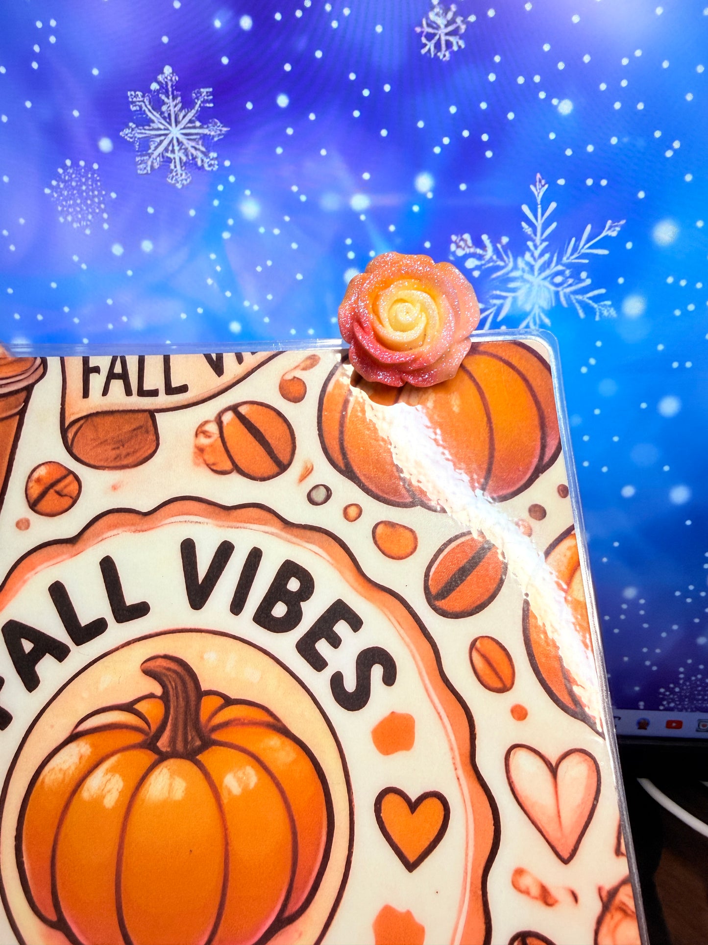 Orange, Pink and Cream Flower Journaling Clip