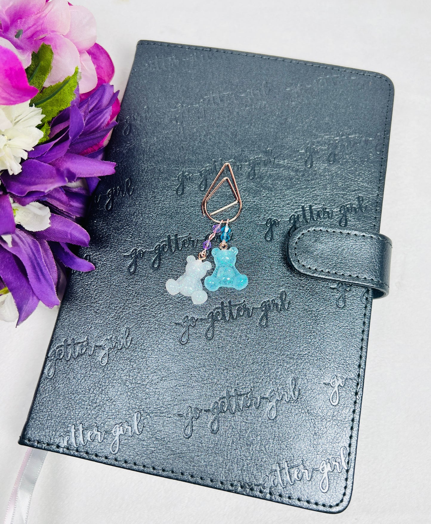 Baby Blue Glitter and Whiter Glitter Rose Gold Paper Clip