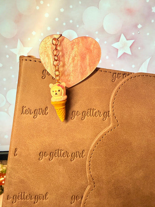 Teddy Bear Ice Cream Cone Heart Journalling Clip