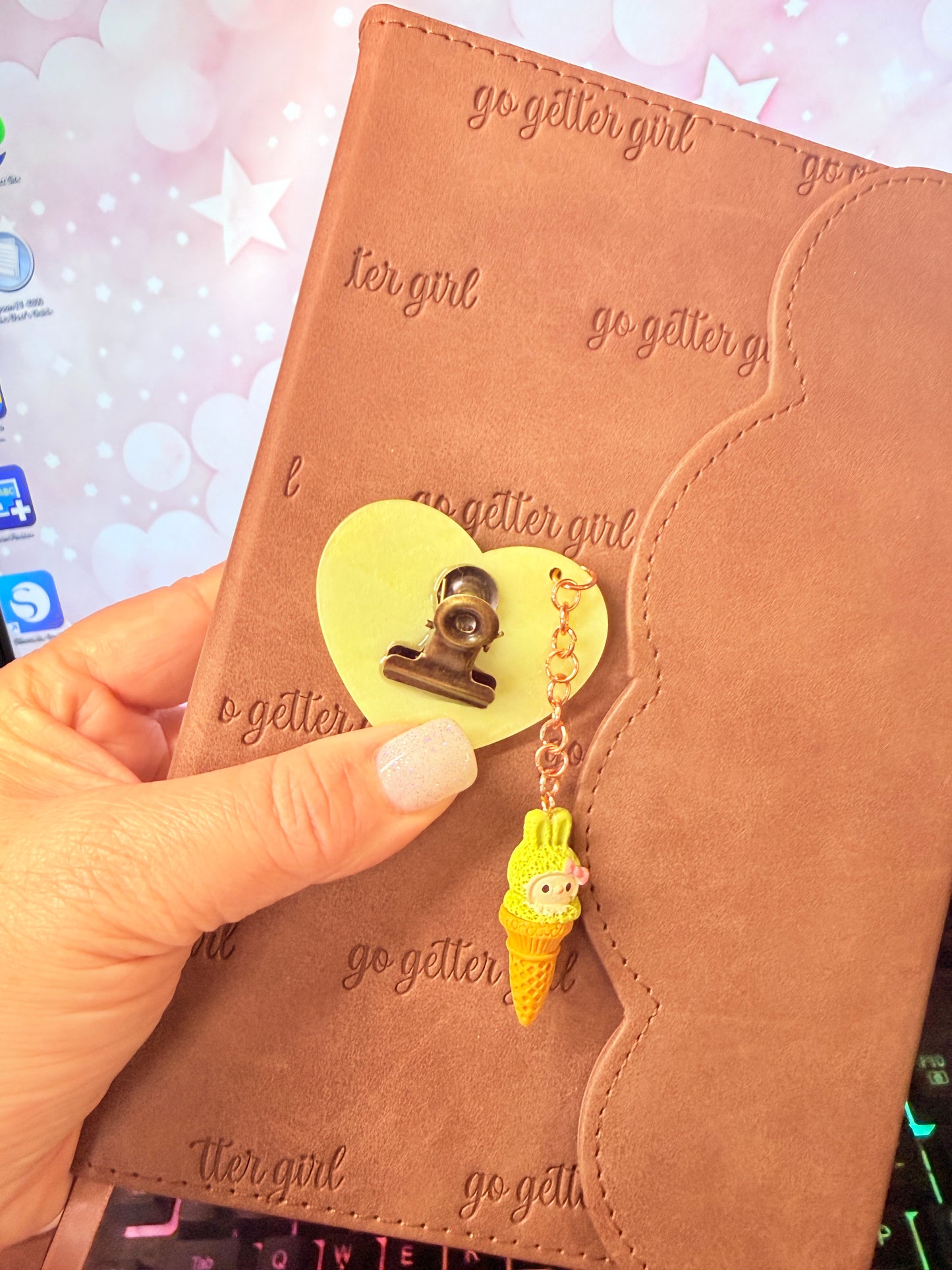 Bunny Ice Cream Cone Heart Journalling Clip