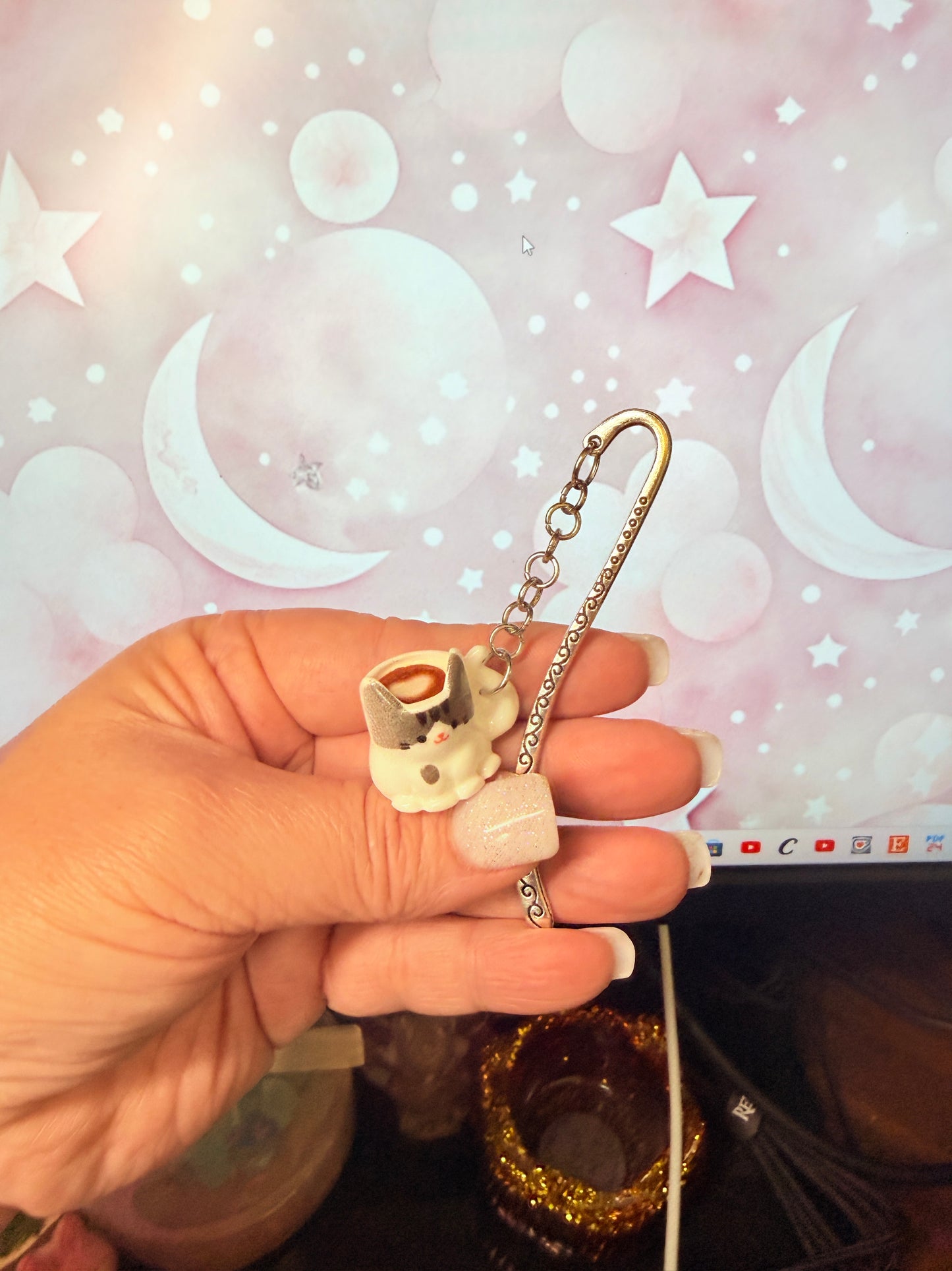 Kitty coffee Cup Bookmark