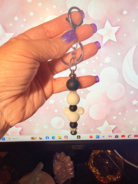 White and Black Mouse Bar Bag Charm