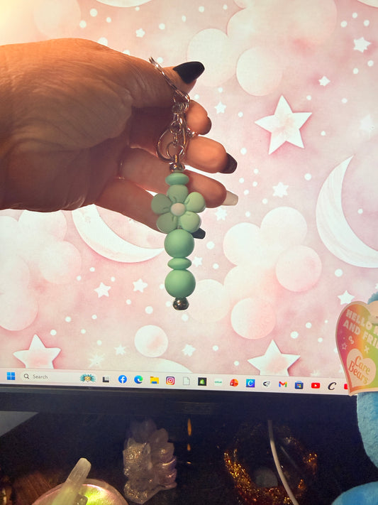 Mint green Flower Bar Bag Charms