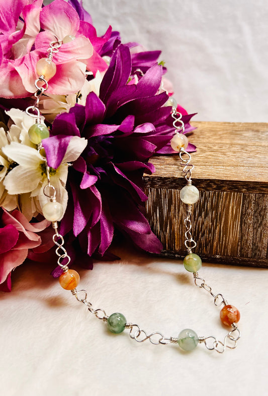 Prehnite/Flower Agate Fairy Necklace