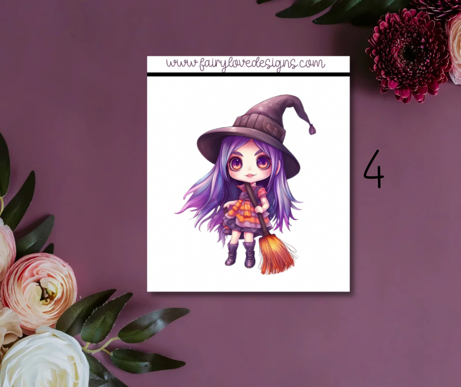 1 1/2" Witchy Girls 2 Single Deco Stickers