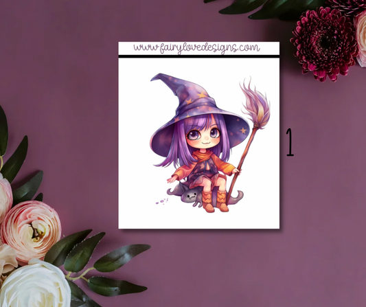 1 1/2" Witchy Girls 2 Single Deco Stickers