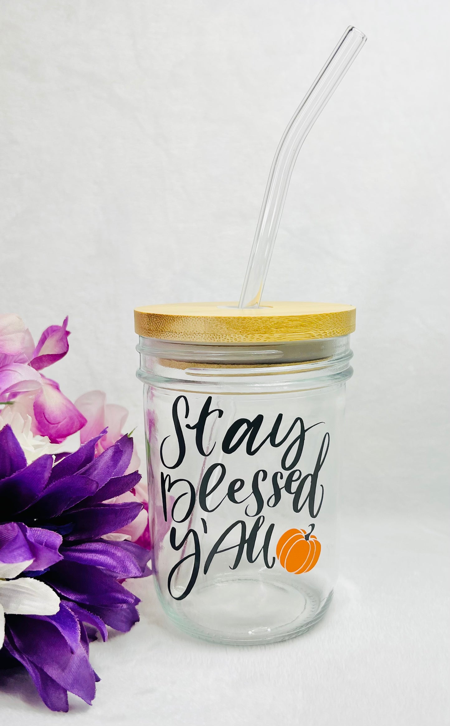 16 ounce Stay Blessed Y’all Glass Mason Jar