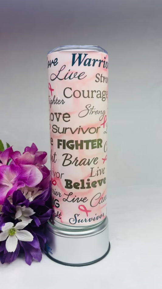 20 ounce Breast Cancer Sayings Skinny Tumbler