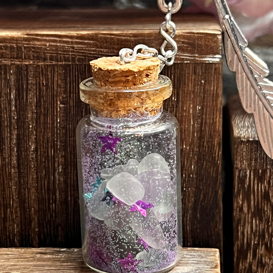 Fluorite Fairy Dust Bottle with Rose Gold Bookmark