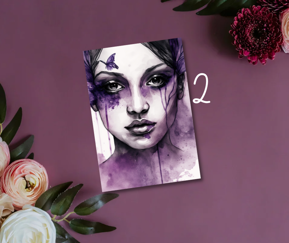 Beautiful Purple Girls Art Journaling Cards