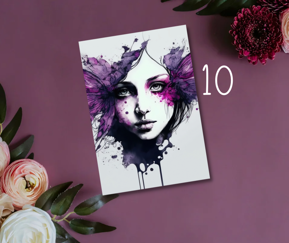 Beautiful Purple Girls Art Journaling Cards