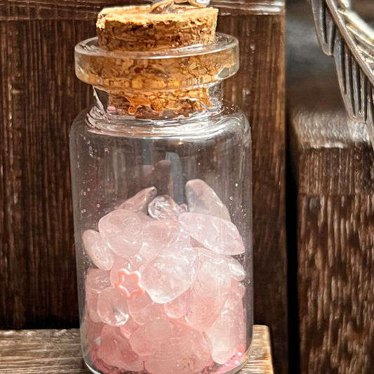 Rose Quartz Fairy Dust Bottle with Silver Bookmark